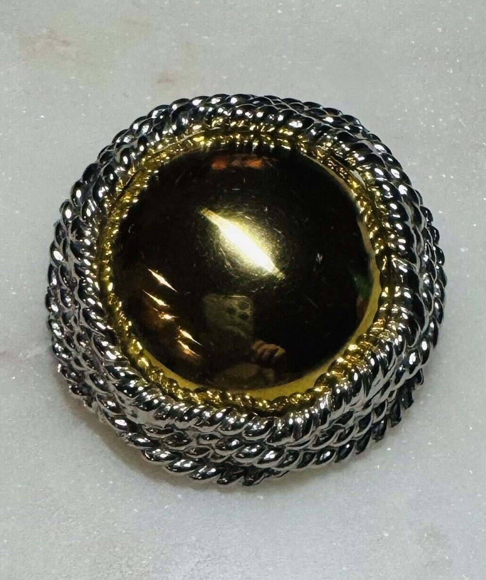 Vintage Modern Mixed Metal Abstract Round Two Tone Brooch Pin